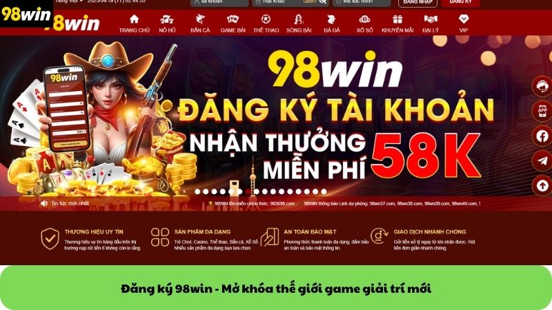đăng ký 98win