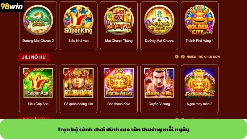 Trọn bộ sảnh chơi đỉnh cao săn thưởng mỗi ngày